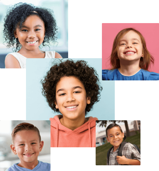 Collage of images of smiling children