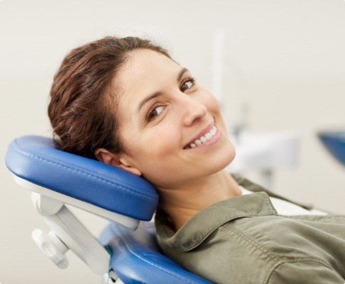 Woman smiling during dental visit