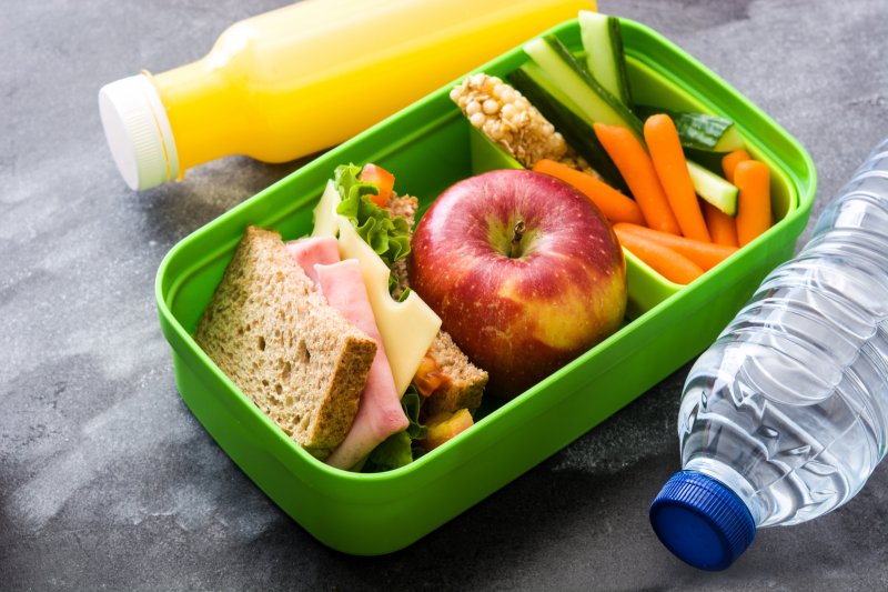 child’s lunchbox and beverages